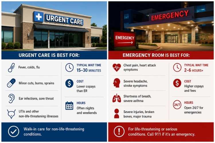 Urgent care vs emergency room comparison - when to go to each in Philadelphia
